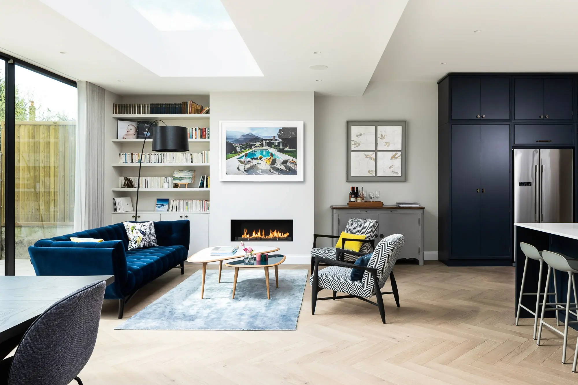 Living and dining under the extension rooflight