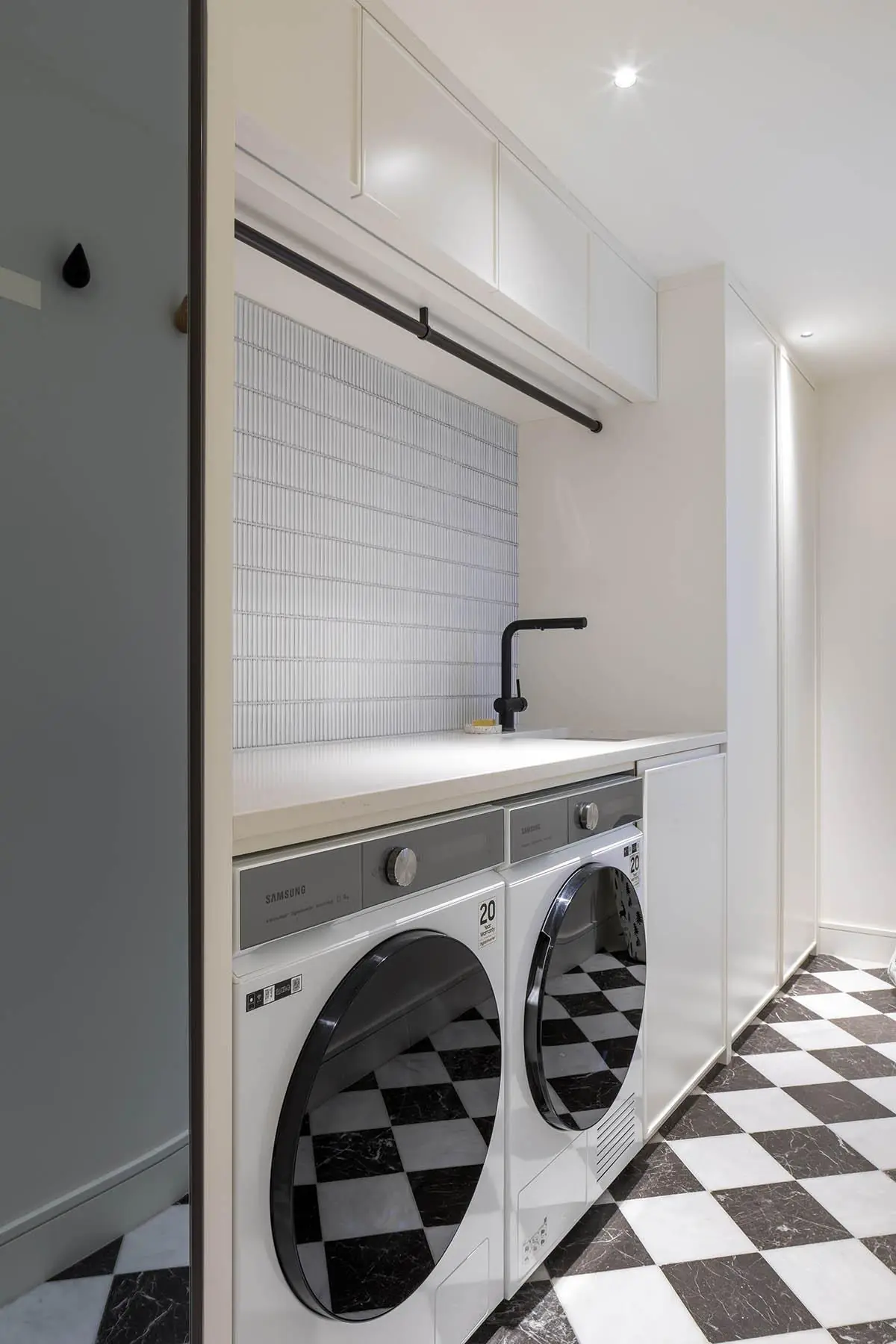 Utility machines on the chequered floor